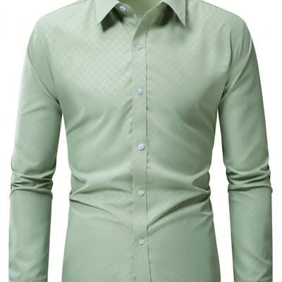 Bon&Bon Homme Men's White Long Sleeve Button Up Work Shirt - Regular Fit Olive Green / XL
