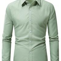 Bon&Bon Homme Men's White Long Sleeve Button Up Work Shirt - Regular Fit Olive Green / XL