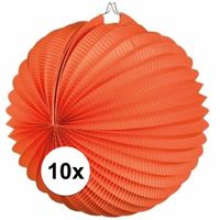 10x Oranje lampionnen bolvormig   -