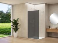 Inloopdouche Van Rijn Products ST01 120x200 cm 8 mm Rookglas Incl. Beslag met Muurprofiel en Stabilisatiestang Mat Wit