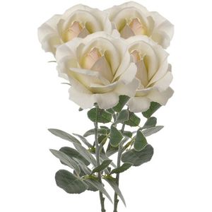 4x Creme witte rozen/roos kunstbloemen 37 cm