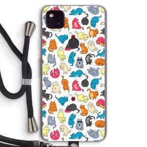 Kleurrijke katten: Pixel 4a 5G Transparant Hoesje met koord