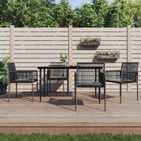 Tuinstoelen 4 st met kussens 54x60,5x83,5 cm poly rattan zwart