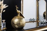 Decoratief doosje WILDLIFE BIRD 30cm goud antiek rond metaal - 44837