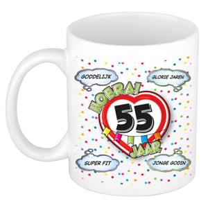 Verjaardag cadeau mok 55 jaar - wit - goddelijk - 300 ml - keramiek