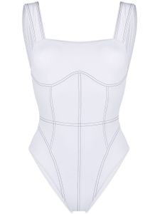 Noire Swimwear maillot de bain à coutures contrastantes - Blanc