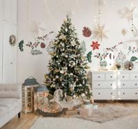 Kerst decoratie stickers bloemen