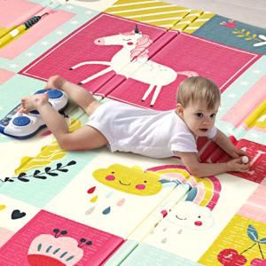 Baby Kruipmat Speelkleed Opvouwbare Babymat Dubbelzijdig Speelkleed Rood 200 x 180 x 1,4cm