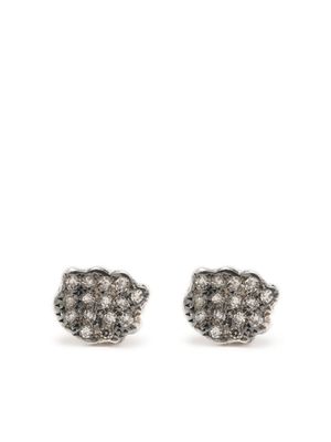 Rosa Maria puces d'oreilles pavées de diamants - Argent