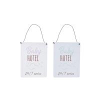 Wandversiering Baby Hotel metaal 15x20cm
