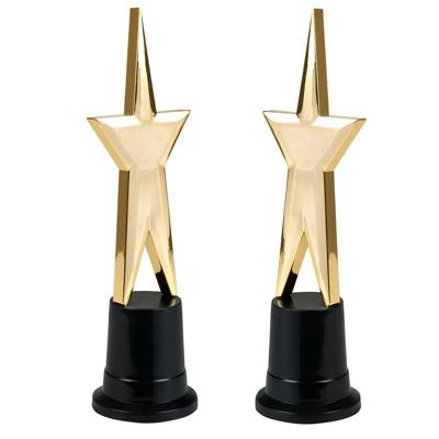 Boland Star award prijs - 2x - met gouden ster - 22 cm - kunststof - Feestartikelen - sportprijzen