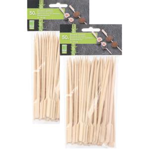 Hapjes/sate prikkers/spiesjes - bamboe hout - 100x stuks - 15 cm