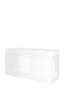 Proline polystone Loft wastafelonderkast met 2 lades en polystone wastafel zonder kraangat 120 x 62 x 46 cm, glanzend wit / mat wit - thumbnail