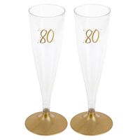 Verjaardag feest champagneglazen - leeftijd - 24x - 80 jaar - goud - kunststof