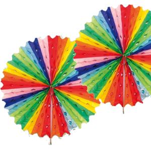 Decoratie waaier van papier - Honeycomb - regenboog - Dia 45 cm - Feest versiering