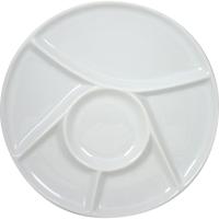 Porseleinen fondue/gourmet bord 6-vaks rond 23 cm   - - thumbnail
