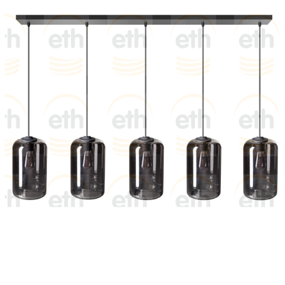 Hanglamp John zwart balk 5 lichts