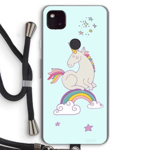 Regenboog eenhoorn: Pixel 4a 5G Transparant Hoesje met koord