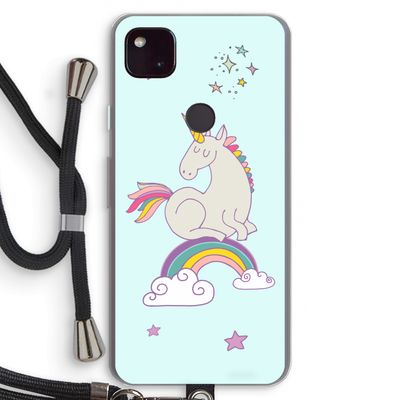 Regenboog eenhoorn: Pixel 4a 5G Transparant Hoesje met koord
