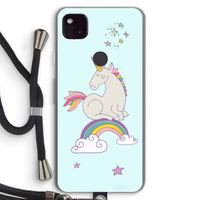 Regenboog eenhoorn: Pixel 4a 5G Transparant Hoesje met koord
