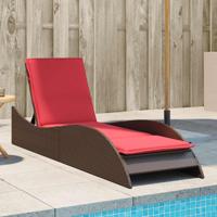 Ligbed met kussen bruin 60x205x73 cm poly rattan