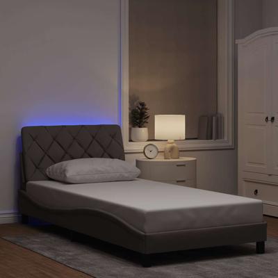 Bedframe met LED zonder matras 100x200 cm stof Taupe