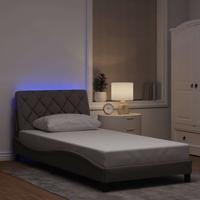 Bedframe met LED zonder matras 100x200 cm stof Taupe