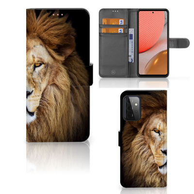 Samsung Galaxy A72 Telefoonhoesje met Pasjes Leeuw Samsung Galaxy A72 Telefoonhoesje met Pasjes Leeuw