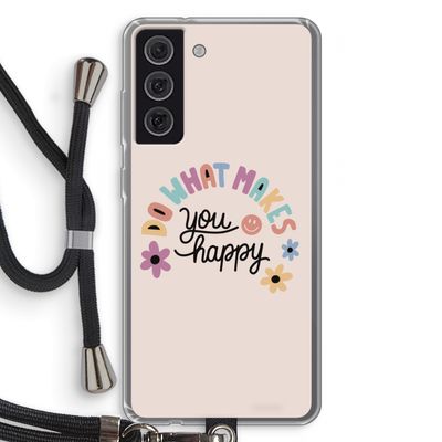Happy days: Samsung Galaxy S21 FE Transparant Hoesje met koord
