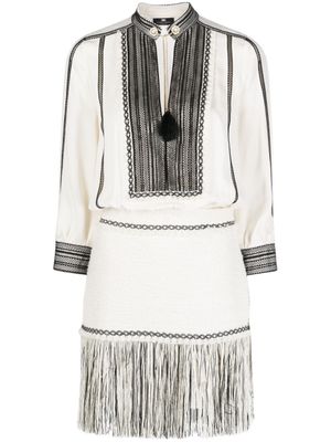 Elisabetta Franchi robe en tweed à franges - Tons neutres