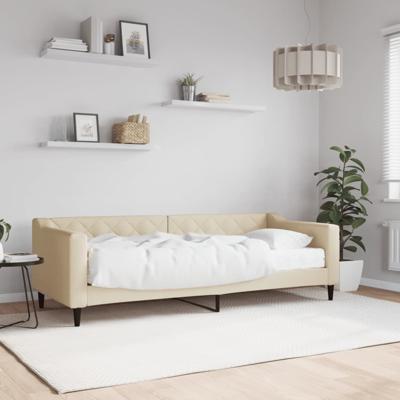 Slaapbank met matras 80x200 cm stof crèmekleurig