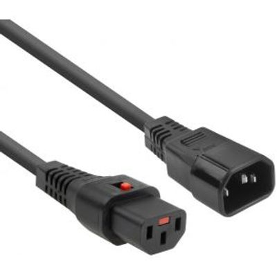 ACT Netsnoer C13 IEC Lock - C14 zwart 2 m, PC1021, 5-Pack