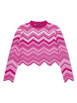 Missoni Kids pull crop à effet usé - Rose