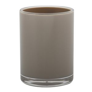 Badkamer drinkbeker/tandenborstelhouder Aveiro - PS kunststof - beige - 7 x 9 cm