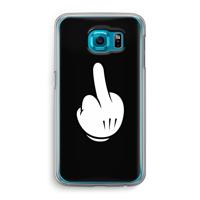 Middle finger black: Samsung Galaxy S6 Transparant Hoesje - thumbnail