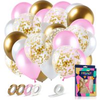Fissaly® 40 Stuks Goud, Creme wit, Roze & Papieren Confetti Goud Latex Ballonnen met Accessoires – Helium - Decoratie - thumbnail