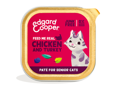 Edgard & Cooper kip en kalkoen paté kat senior natvoer kuipjes 16 x 85gr