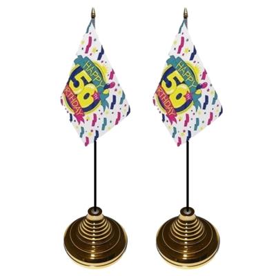 50ste verjaardag tafelvlaggetje - 10 x 15 cm - met standaard - 50 jaar geworden - 6x stuks
