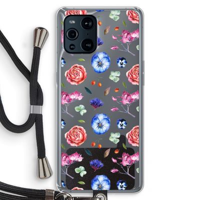 Bloemetjes: Oppo Find X3 Transparant Hoesje met koord