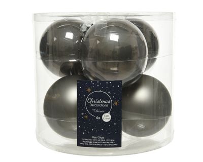 Kerstbal glas d8cm warm grs ass 6st - Decoris