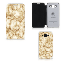 Samsung Galaxy Grand Prime Bookcase Marmer Goud - thumbnail