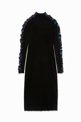 Lange geribde slim fit jurk - BLACK - XL