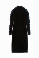 Lange geribde slim fit jurk - BLACK - S
