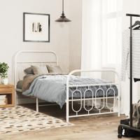 Bedframe met hoofd- en voeteneinde metaal wit 90x190 cm