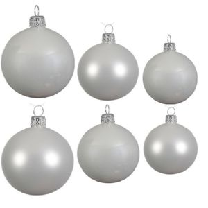 Glazen kerstballen pakket winter wit glans/mat 26x stuks diverse maten