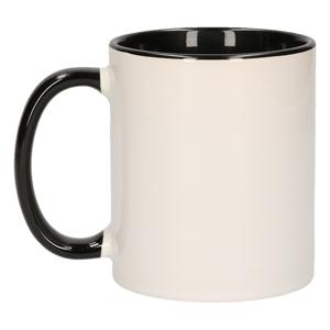 Koffiemok / thee beker - 300 ml - Wit/zwart - Cadeau mokken - keramiek