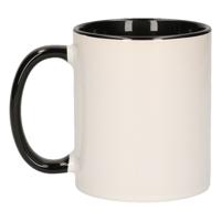 Koffiemok / thee beker - 300 ml - Wit/zwart - Cadeau mokken - keramiek