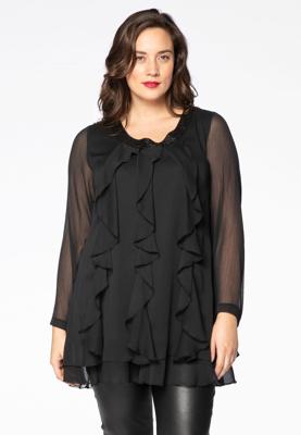 Yoek Tuniek met ruches | Zwart | Maat 58/60
