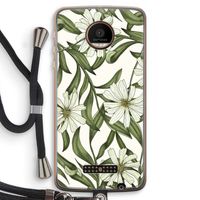 Wit bloemenpatroon: Motorola Moto Z Force Transparant Hoesje met koord