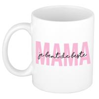 Cadeau koffie/thee mok voor mama - roze - de beste - keramiek - 300 ml - Moederdag - thumbnail